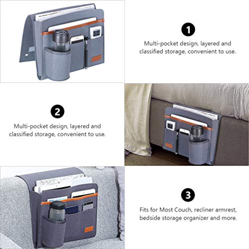 Felt Storage Bag Bed Table Tray for Laptop Couch Side Pocket Table Side Organizer Dorm Bed Felt Bed Storage Organizer Bedside Storage Bedside Sofa Felt Cloth Armrest