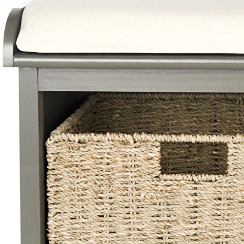 Safavieh American Homes Collection Lonan Grey and White Wicker Storage Bench - color: Grey