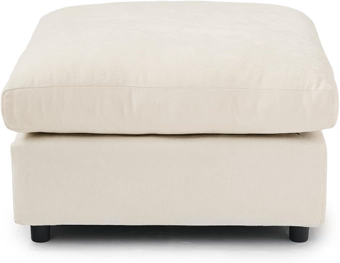JACH Modern Ottoman Seater for Living Room, Cushion Covers Removable, Minimalist Footstool, Breathable Ottomans for Living Room, Apartment (Beige)