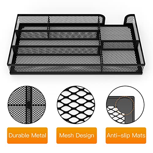 Desk Drawer Organizer, Metal Mesh Dividers Organizer (Blak-2P, Small) - color: 2PC-Black-Small
