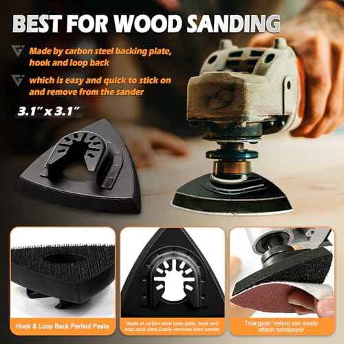 260pcs Oscillating Tool Sanding Pads Kit, 5pcs Triangle Sanding Pads and 5pcs Finger Sanding Pad, 250pcs Multitool Sandpaper Set, Multi Tool Sanding Attachment Fit for Finishing Wood