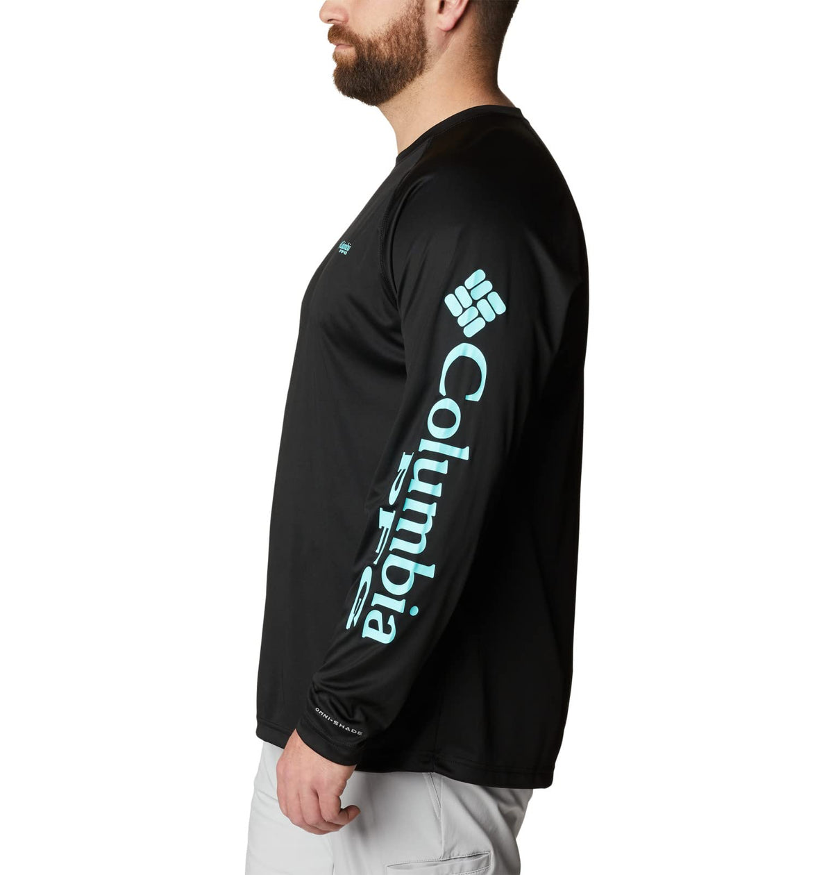 Columbia Men's PFG Terminal Tackle Long Sleeve Fishing Shirt, Black/Gulf Stream Logo, Small