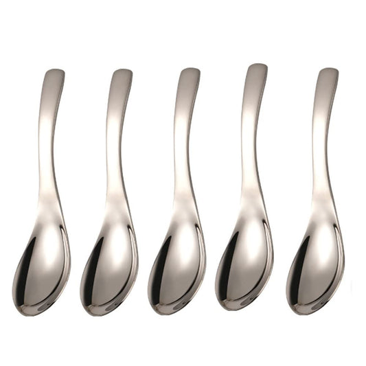 5 PCS Stainless Steel Soup Spoons, Mirror Finish, Kitchen & Dessert Spoons (Silver)
