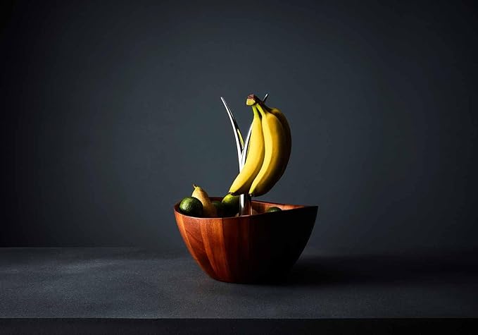 Nambe Fruit Tree Bowl – 12” Acacia Wood & Alloy Decorative Centerpiece, Modern Sculptural Fruit Display for Kitchen & Dining Table – Wide Stylish Tabletop Serveware for Home & Office