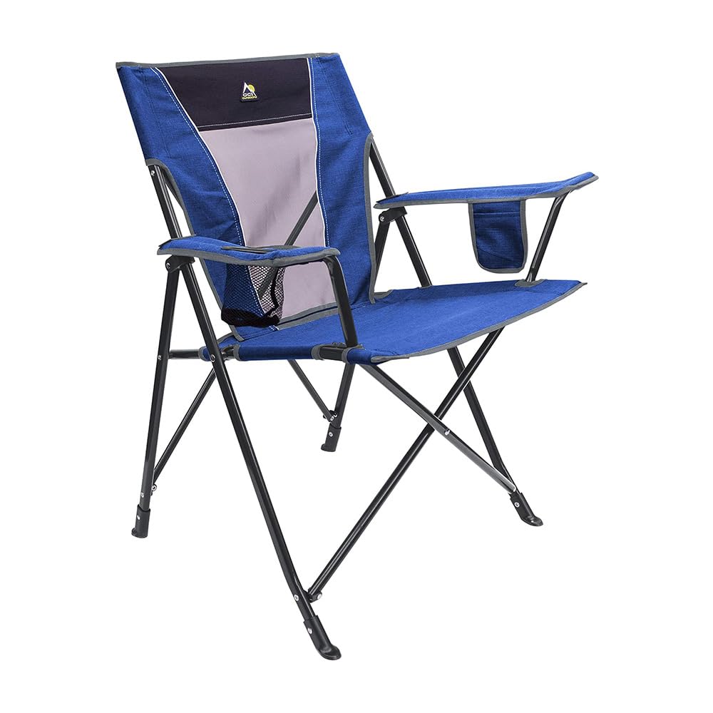 GCI Outdoor Comfort Pro Camping Chair | Collapsible Folding Chair with Durable Armrests, Drink Holder & Portable Carry Bag — Heathered Royal