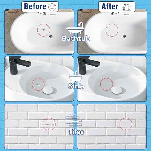 Tub and Tile Paint, White Touch Up Paint Pen for Bathtub, Repairs Countertops, Sinks, and Appliances, Porcelain Paint for Any Scratches Spots on Ceramic, Enamel, 1.5 fl Oz