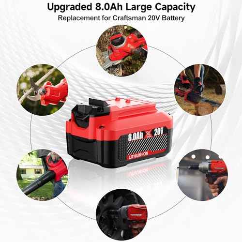 2 Pack Upgrade 20V 8.0Ah Replacement for Craftsman 20V Battery Lithium ion Batteries Replacement for Craftsman V20 Lithium 20V Power Tools CMCB201 CMCB202 CMCB204 CMCB205 CMCB209 CMCS500 (205)