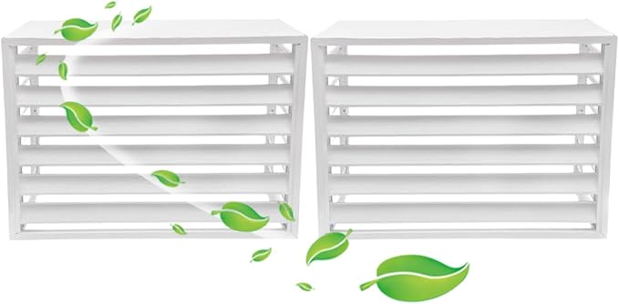 Aluminum Air Conditioner Fence Set of 2, Louvered Outdoor AC Unit Cover
