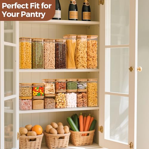 ComSaf 0.8 Qt Glass Food Storage Jars Set of 6, Clear Storage Containers with Airtight Lids, Pantry Organization Jar, Spice Jar, Blooming Tea, Oat, Coffee and Sugar Container, Canister Set for Kitchen - size: 0.8Qt*6
