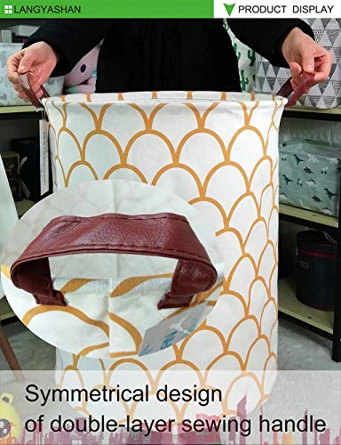 LANGYASHAN Laundry Basket Canvas Fabric Collapsible Organizer Basket for Storage Bin Toy Bins Gift Baskets Bedroom Clothes Children Nursery Hamper (gold egg) - color: Fish scale
