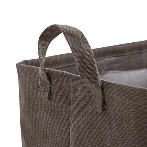 Danya B. LY117 Decorative Canvas Laundry Basket with Handles - Portable Collapsible Foldable Clothes Hamper - Khaki Green