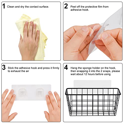Toplife Kitchen Hanging Basket, No Drilling Cabinet Door Organizer Rack, Wall Adhesive Basket for Cabinet, Cupboard Door, Bathroom, Kitchen Storgae Baskets, Black (2 PacK)