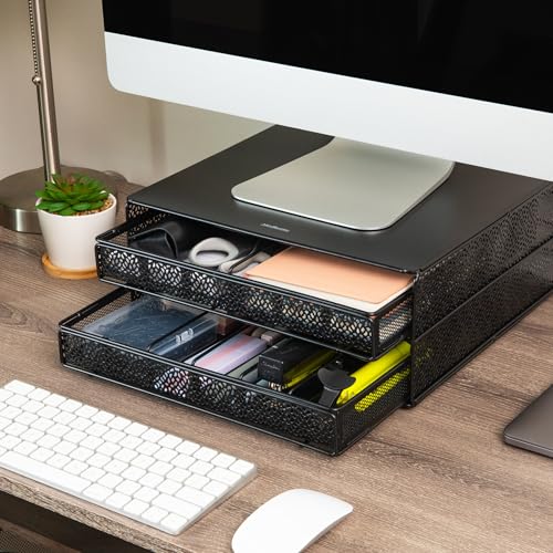 Mind Reader 2 Drawer Coffee Pod Organizer with Removable Dividers, 72 Pod Capacity, Metal Mesh Coffee Station Base with Guided Drawer Track, Black - style: Square 72 Capacity