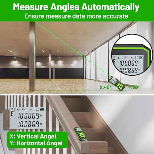 393FT Professional Green Laser Measuring Tool with Angle Sensor, Huepar 1/16in Accuracy Laser Distance Measurement Tool, Digital Laser Room Measuring Device, Laser Distance Meters