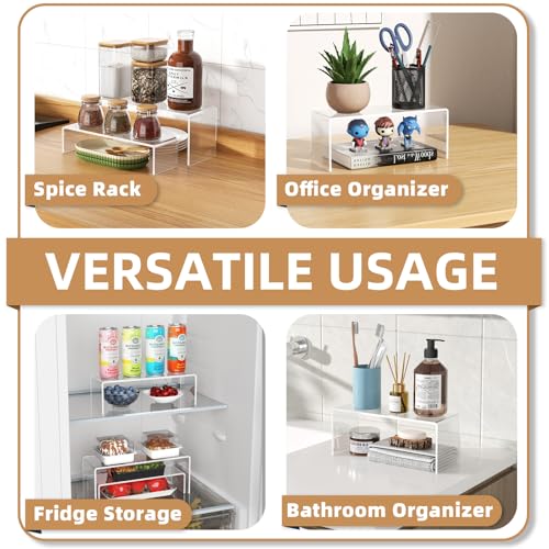 10 Pack Acrylic Spice Rack Organizer for Cabinet(10.8"~12.4"L), 5 Size Seasoning Organization with Non-Slide Silicone Pads, Clear Shelf Riser Storage Can & Cup for Kitchen Countertop, Cupboard, Pantry