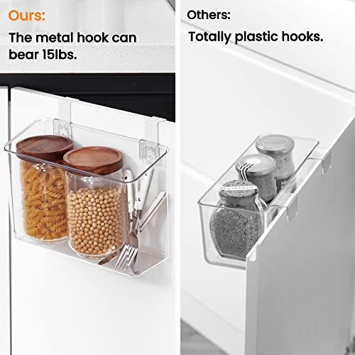 vacane Hanging Basket with Removable Hooks, Plastic Over Cabinet Door Organizer for Organizing Over the Cabinet Organizer Holder for Kitchen, Pantry, Bathroom-Hang Outside or Inside Door-4 Pack - style: 4 Pack