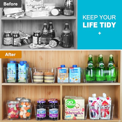 Heyuzb 12 Pack Plastic Storage Bins, Clear Pantry Organizers and Storage, Multi-Use Organizer Bins for Kitchen, Office, Fridge, Cabinet and Shelf Organization - size: 12 Pack