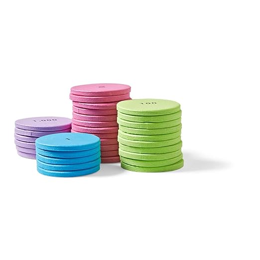 hand2mind Soft Foam Place Value Disks 4 Values, Counting Chips for Kids, Math Counters Kindergarten, Math Teacher Supplies, Base 10 Math Manipulatives for Elementary School (Pack of 200)