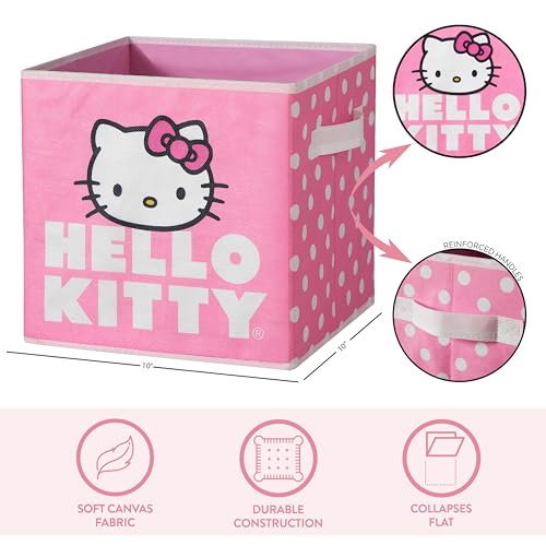 Hello Kitty Set of 2 Durable Storage Cubes with Handles, 10"x10"x10" Cubes - color: Hello Kitty