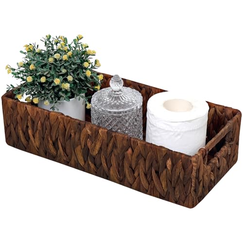 Handwoven Wicker Storage Basket-Hyacinth Material,Toilet Paper Holders with Handles,Storage Baskets for Organizing Living Room,Bedroom,Closet