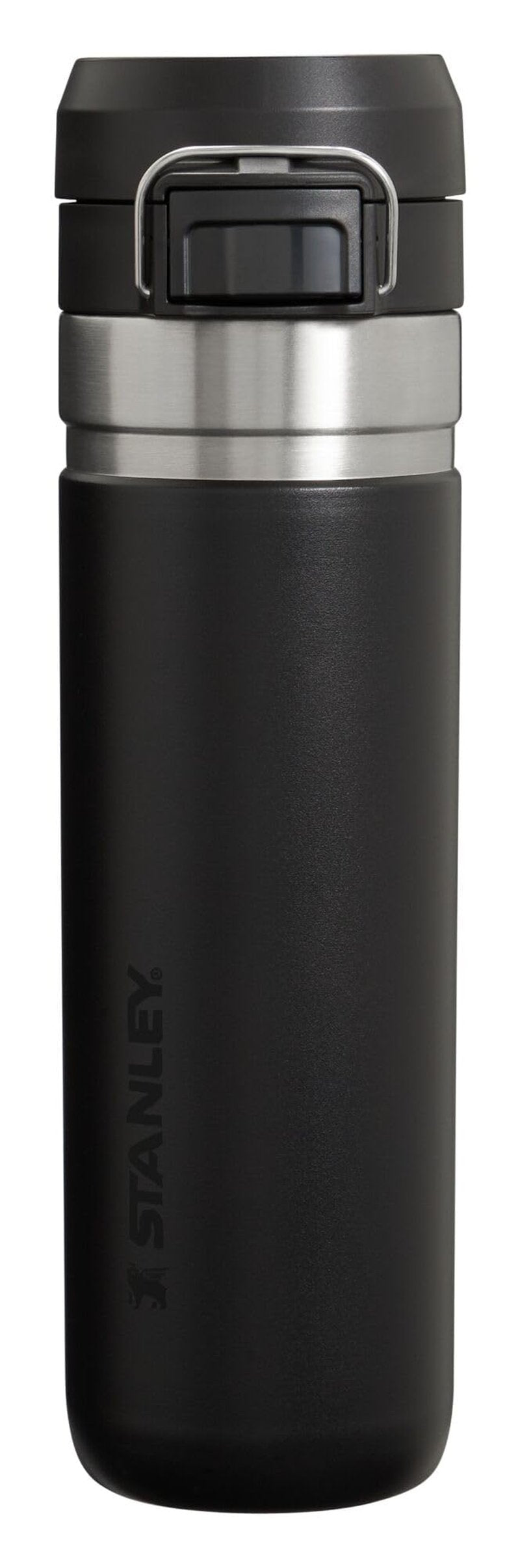 Stanley Quick Flip GO Water Bottle 24 oz | Push Button Lid | Leakproof and Packable for Travel and Sports | Insulated Stainless Steel | BPA-Free | Black 2.0