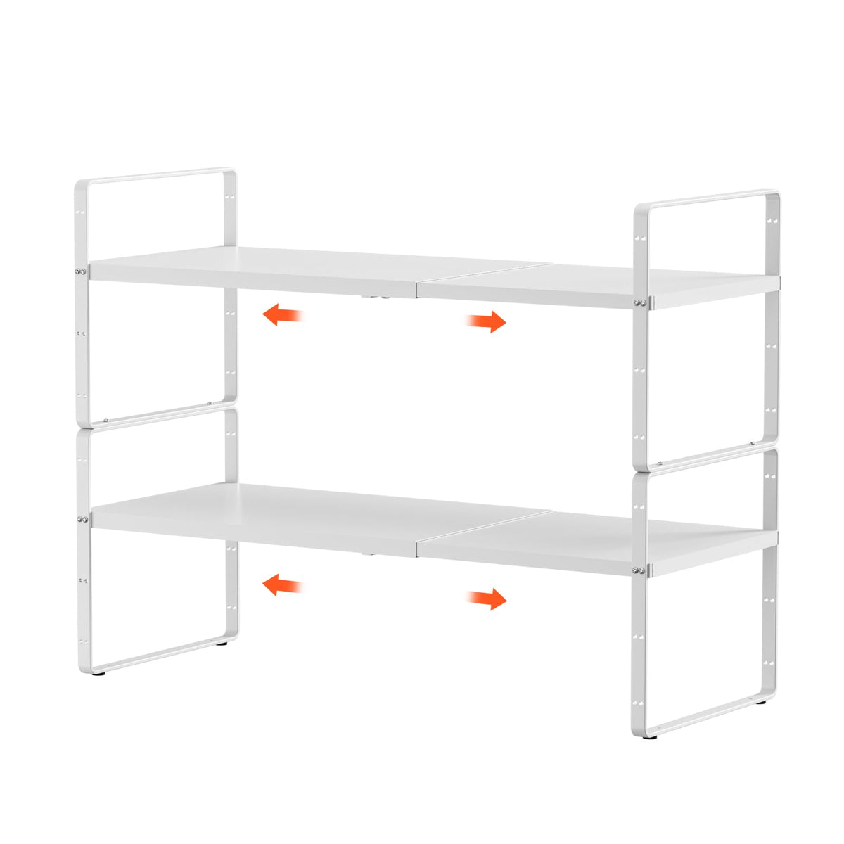 jkxoo 2Pcs Expandable Cabinet Shelf Organizers, 16.5"~27''L, White
