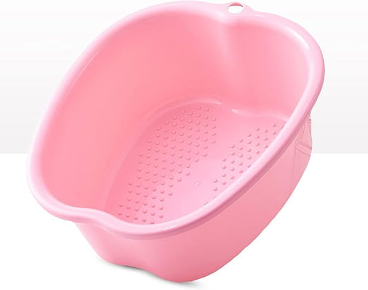 Foot Soaker: Plastic Foot Spa Basin With Massage Dots - Room Spa Bathtub for Hiwell Massage & Feet Care (Pink)