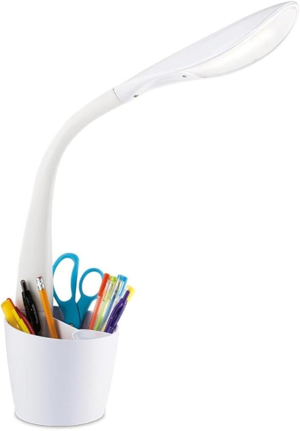 OttLite LED Desk Lamp Space Organizer with Flexible Neck Height - 4 Brightness Settings with Touch Activated Controls, Energy-Efficient Natural Daylight LEDs for Home Office, Desk, & Dorms
