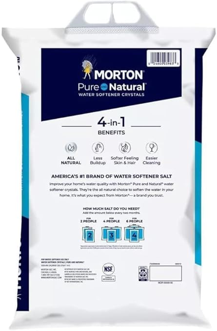 (3 PK) Morton Water Softener Salt Crystals, Pure and Natural 4 in 1, 40 pounds