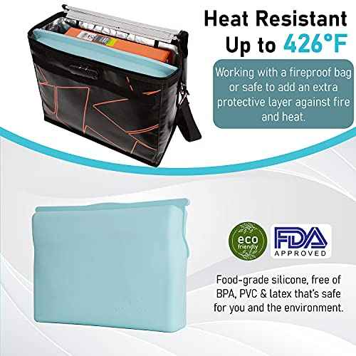 Large Silicone Waterproof and Heat Resistant Bag- Airtight Zip Closed Seal Pouch, Fireproof & Water Proof Safe Storage Holder for Cash, Passport, Laptop, Folder, Important Legal Documents & Valuables