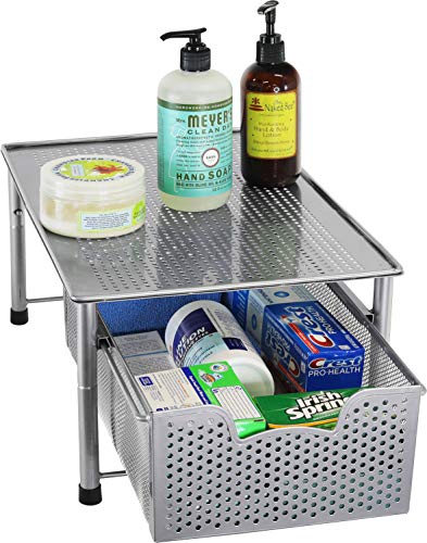Simple Houseware Stackable Cabinet Basket Drawer Organizer, Silver - color: Silver, size: 1-Tier