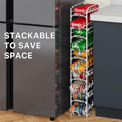 Simple Houseware Soda Can Organizer Stackable Rack Dispenser for Pantry/Refrigerator, White, 4 Pack - color: White