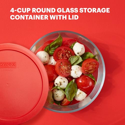 Pyrex Simply Store Glass Food Storage Container, Snug Fit Non-Toxic Plastic BPA-Free Lids, Freezer Dishwasher Microwave Safe, 4 Cup - size: 4 Cup