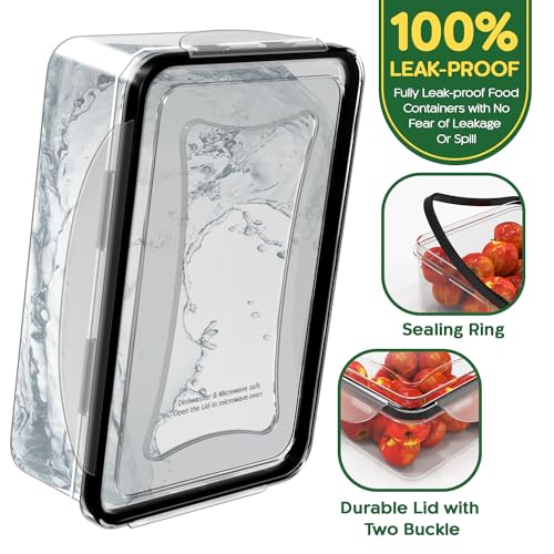 RockBerry 66 Pcs Large Food Storage Containers with Lids Airtight-Total 19075ML Stackable Kitchen Bowls Set(31 Containers,31 Lids) 2500ML to Small Box-BPA Free Leak proof Plastic Boxes-Microwave safe - color: 66Pcs