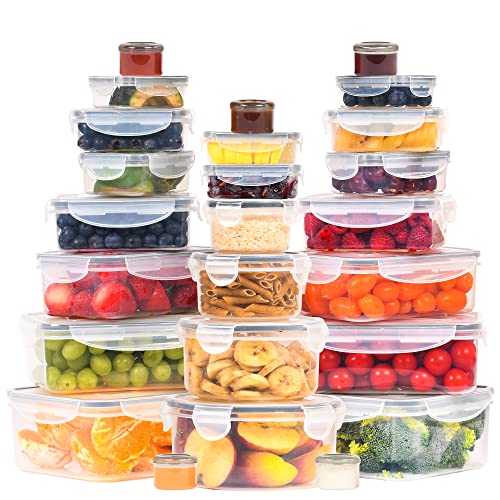 RockBerry 50 Pcs Large Food Storage Containers with Lids Airtight-85 OZ to small Containers-Total 526OZ Stackable Kitchen Set -BPA Free Leak proof containers- Freezer Microwave safe - color: 50Pcs