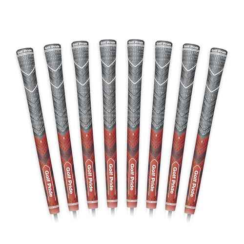 Golf Pride MCC Plus4 Golf Club Grip - All-Weather Hybrid Grip with Larger Lower Hand - Brushed Cotton Cord & Pebbled Texture - Standard - Red