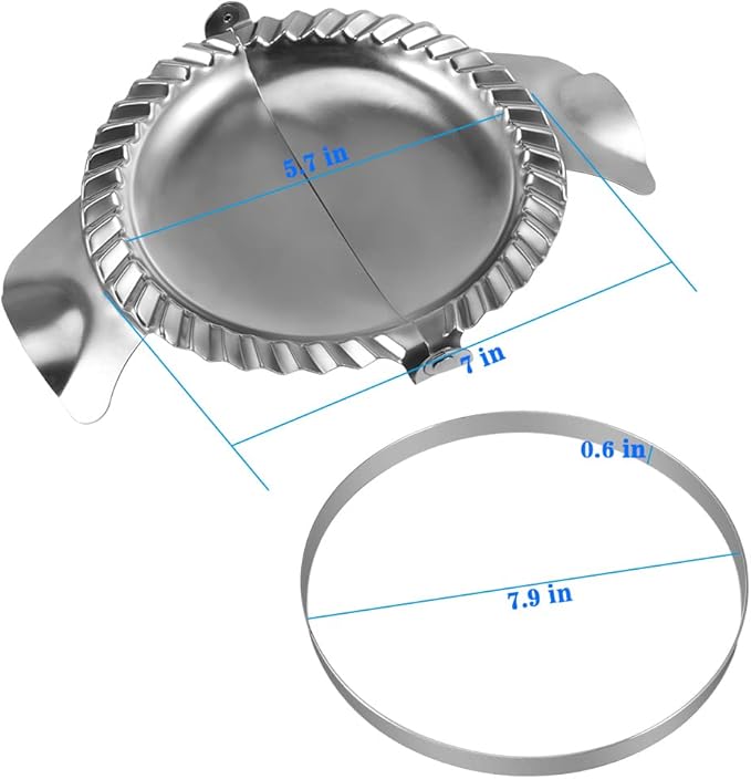 PAMISO Extra Large Empanada Maker - 7 inch Seal with Dough Cutter Circle, Stainless Steel Press, Pastry Tools, Pocket Pie Maker