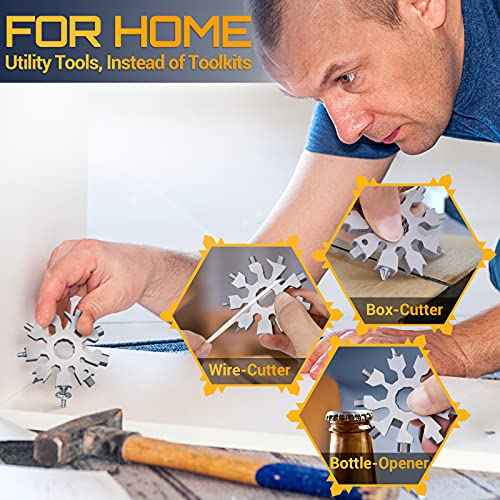 Snowflake Multi Tools Gifts for Men Christmas Stocking Stuffers for Men Adults Dad Teens 20-in-1 Multitools Pocket Size Mini Gadgets Screwdriver Wrench Bottle Opener