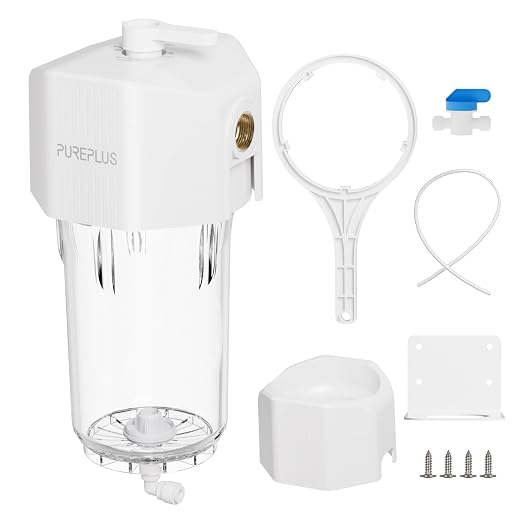 PUREPLUS Whole House Water Filtration System, 10″ × 4.5″ Housing, 1″ NPT