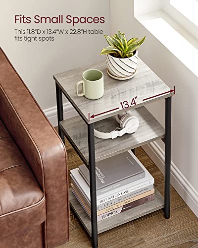 VASAGLE Side Table, Small End Table, Tall Nightstand for Living Room, Bedroom, Office, Bathroom, Greige and Classic Black ULET273B02 - color: Greige + Classic Black