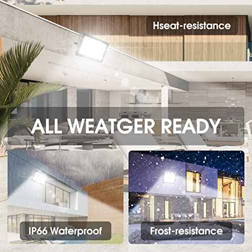 4 Pack 100W LED Flood Light,Super Bright Exterior Security Lights With Plug,IP66 Waterproof Outdoor Flood Light, 11600lm 5000K Daylight White Floodlight for Yard, Garden,Basketball Court, Arena
