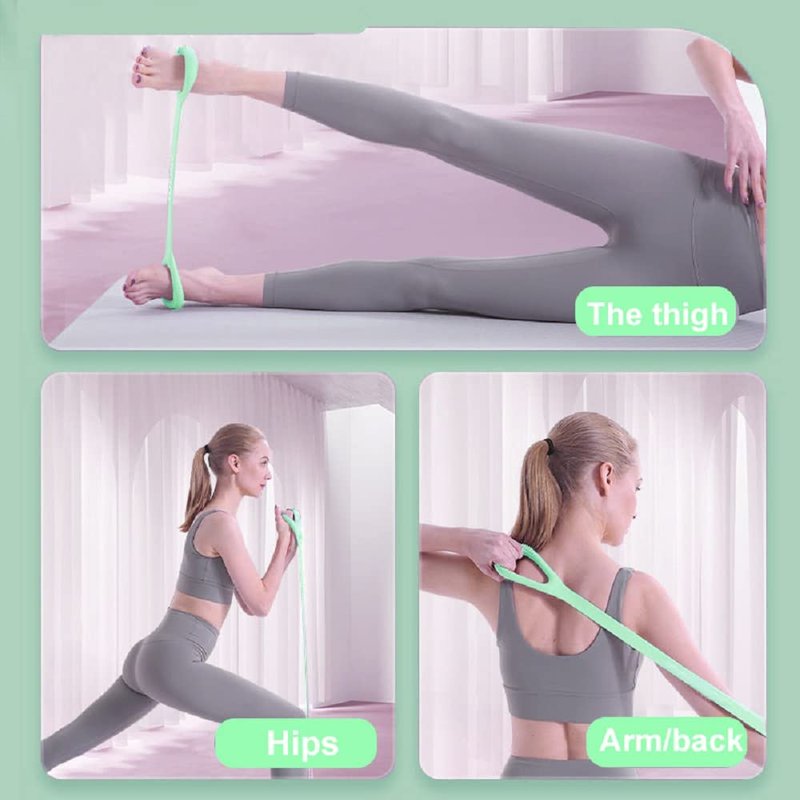 Kvittra Figure 8 Resistance Band, Arm Back Shoulder Exercise Elastic Rope Stretch Fitness Band, Foot, Leg, Hand Stretcher, Arm Exerciser for Yoga Pilates Stretching Physical Therapy, Home Gym Workout