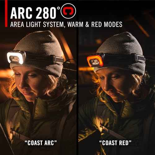 Coast RL35R Voice-Controlled 1100 Lumen Rechargeable LED Headlamp with ARC280¢â Lighting, 4 Color Modes, Rear-Facing Safety Signal, Variable Light Control and USB-C Charge Port