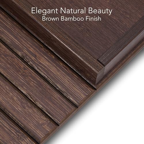 DETOR Couch Arm Tray with Spacious 12.4" x 5.4" Storage Box, Walnut Bamboo Finish, Enhanced Non-Slip Felt Bottom, Sturdy Bamboo Slats, Fits Armrests 6" and Wider - color: Walnut