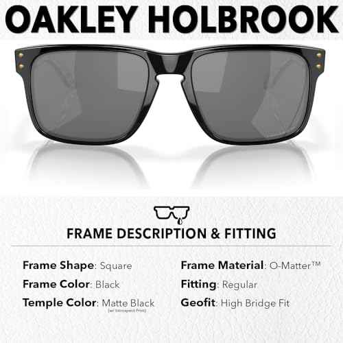 Oakley OO9102 HOLBROOK Square Sunglasses for Men - High Bridge Fit - USA Flag Cleaning Kit and Leash - PREMIUM BUNDLE