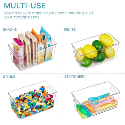 Vtopmart Clear Plastic Storage Bins, 6 PCS Pantry Organizer Bins with Handle for Refrigerator, Fridge, Cabinet, Kitchen, Countertops, Cupboard, Freezer Organization and Storage, Small - size: S(9.4”L x 5.3”W x 4.3”H)