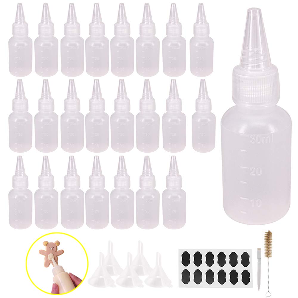 Belinlen 24 Pack 1-Ounce Plastic Squeeze Bottles with Measurement