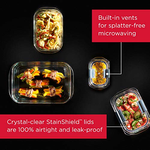 Rubbermaid Brilliance Glass Food Storage Containers, 3.2 Cup, Set of 4, BPA-Free, Leak-Proof, Clear - size: 3.2 Cup (8-Piece)