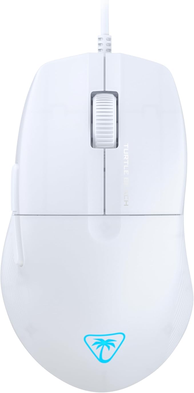 Turtle Beach Pure SEL Wired RGB Gaming Mouse, Ultra-Light 49g Ergonomic Design, 8000 DPI Optical Sensor, Mechanical Switches, Pretension System, Pure PTFE Glides, AIMO RGB Lighting – White