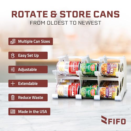FIFO Can Tracker 2-Pack - 2-Tier Rotating Food Can Organizer for Pantry, Expandable Soda Can Storage for Kitchen, Holds 30 Cans of Food or Soda - size: 2 Pack, style: 30 can